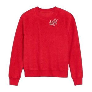 Red Fleece Sweatshirt Top Live the Joy Old Navy Woman's XL Cozy Warm JJ1932
